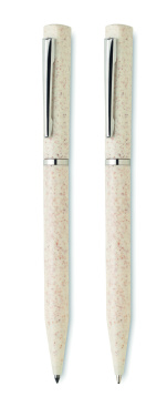 Logo trade promotional giveaways picture of: Wheat straw/ABS twist pen set
